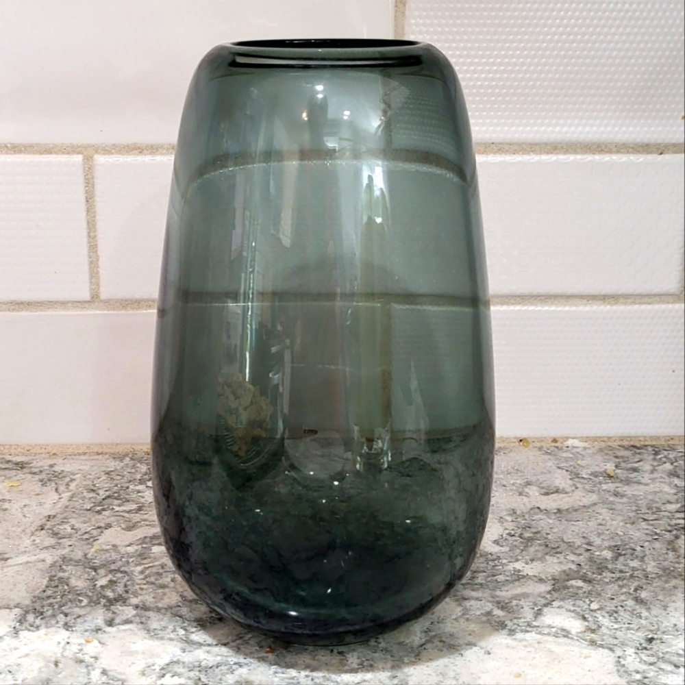 Vintage Wilhem Wagenfeld Turmalin Vase 1950 Hand Blown Cold Cut German Some Wear